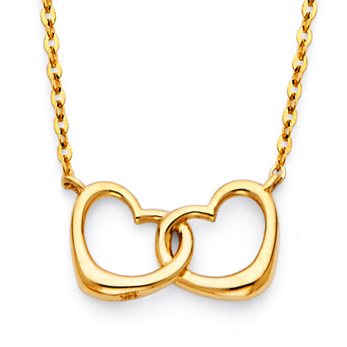 Floating Heart Infinity Necklace in 14K Yellow Gold