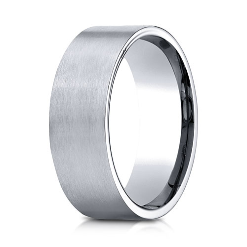 8mm 14K White Gold Satin Finish Benchmark Wedding Band
