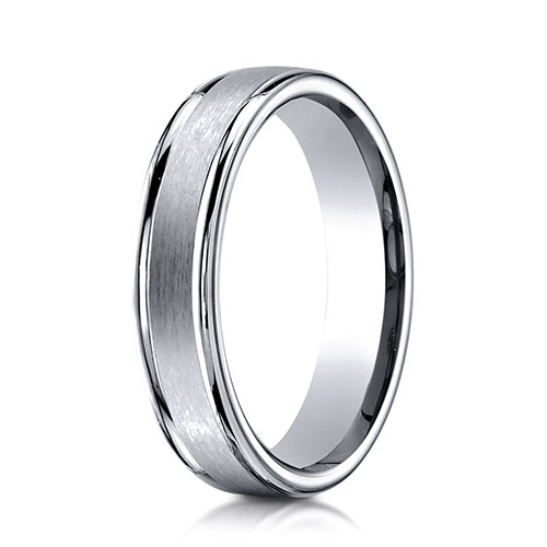 4mm 14K White Gold Satin Finished Benchmark Wedding Band