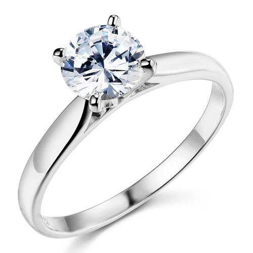 Sterling Silver Cathedral Set Round Solitaire CZ Engagement Ring
