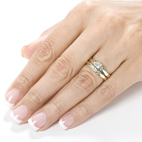3 Stone Princess Cut Diamond Wedding Ring Set In 14k Yellow Gold 7 8 3 Stone Princess Cut Diamond Wedding Ring Set In 14k Yellow Gold 7 8 Ctw Goldenmine