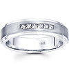 Six Diamond Channel Set Brushed 14K White Gold Wedding Band