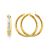 Medium Round-Cut CZ Hoop Earrings - 14K Yellow Gold 1.2 inch