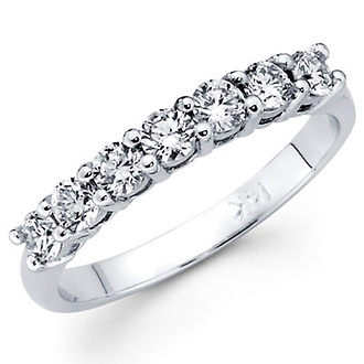 Prong Set Seven Stone 14K White Gold Diamond Wedding Band