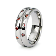 6.5mm Bezel Set Orange Cubic Zirconia Titanium Ring