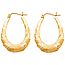 14K Yellow Gold Brushed Ribbon Crescent Hoop Earrings - Medium
