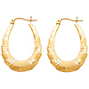 14K Yellow Gold Brushed Ribbon Crescent Hoop Earrings - Medium