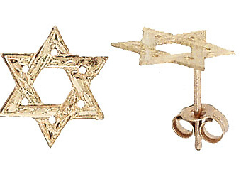 14K Yellow Gold Star of David Stud Earrings