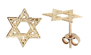 14K Yellow Gold Star of David Stud Earrings