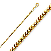 1.5mm 14K Yellow Gold Solid Franco Chain Necklace 16-30in