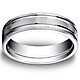 6mm Flat Striped Comfort-Fit 14K White Gold Benchmark Wedding Ring thumb 0