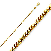 1mm 14K Yellow Gold Solid Franco Chain Necklace 16-30in