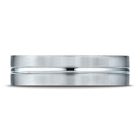 6mm Flat Groove Comfort-Fit Benchmark Wedding Ring in Solid 14K White Gold