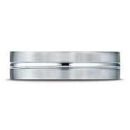 6mm Flat Groove Comfort-Fit Benchmark Wedding Ring in Solid 14K White Gold