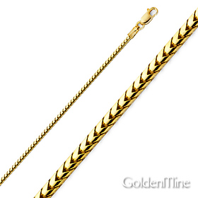 2mm 14K Yellow Gold Solid Franco Chain Necklace 16-30in