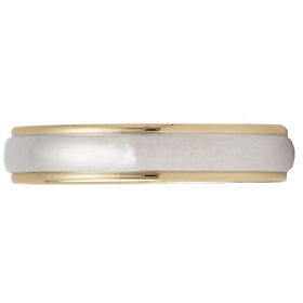 4mm Two-Tone 18K Gold Edge Platinum Comfort-Fit Ring by Benchmark