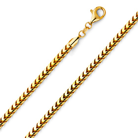 3.7mm 14K Yellow Gold Solid Franco Chain Necklace 20-30in