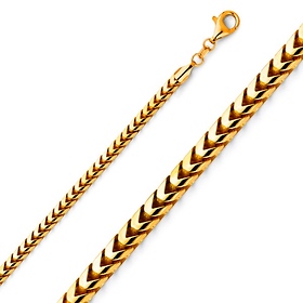 3mm 18K Yellow Gold Franco Chain Necklace 18-30in