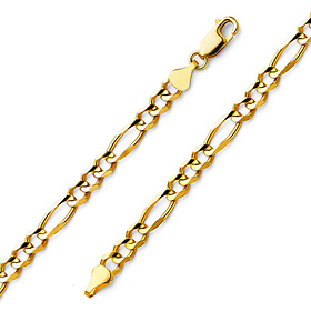 5mm 14K Yellow Gold Figaro Link Chain Necklace 18-30in