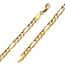 5mm 14K Yellow Gold Solid Figaro Link Chain Necklace 18-30in