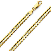 6mm 14K Yellow Gold Solid Men's Concave Curb Cuban Link Chain Necklace 18-30in