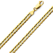 6mm 14K Yellow Gold Men's Concave Curb Cuban Link Chain Necklace 18-30in