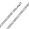 4mm 18K White Gold Solid Figaro Link Chain Necklace 16-30in