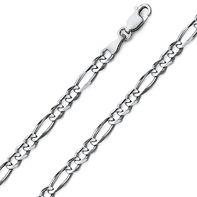 5mm 14K White Gold Figaro Link Chain Necklace 16-30in