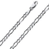 5mm 14K White Gold Solid Figaro Link Chain Necklace 16-30in