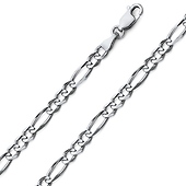 5mm 18K White Gold Solid Figaro Link Chain Necklace 16-30in
