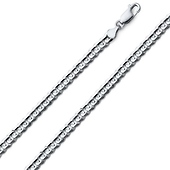 4mm 18K White Gold Men's Solid Concave Curb Cuban Link Chain Necklace 16-30in