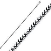 1mm 18K White Gold Solid Franco Chain Necklace 16-30in