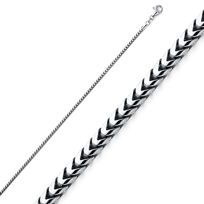 1mm 18K White Gold Franco Chain Necklace 16-30in