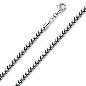 3.7mm 14K White Gold Solid Franco Chain Necklace 20-30in