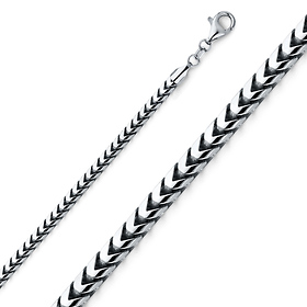 3mm 14K White Gold Solid Franco Chain Necklace 18-30in