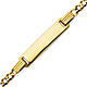 3mm 14K Yellow Gold Figaro Link Rectangle ID Bracelet - Children or Women thumb 0