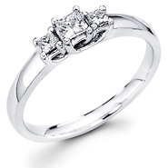 Three Stone Princess Diamond Trellis Engagement Ring (0.33 ctw)
