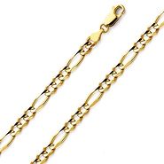 4mm 14K Yellow Gold Figaro Link Chain Bracelet 7.5in