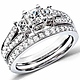 Chic 3 Stone Princess Cut Diamond Wedding Ring Set 1.0ctw thumb 0