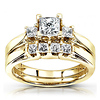 3-Stone Princess-Cut Diamond Wedding Ring Set in 14K Yellow Gold 7/8 ctw