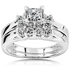 3-Stone Princess-Cut Diamond Engagement Ring Set in 14K White Gold 7/8 ctw