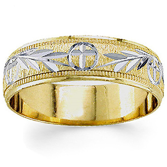 14K Two-Tone Gold 5.5mm Christian Wedding Band