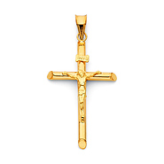 Medium Rod Crucifix Pendant in 14K Yellow Gold - Classic