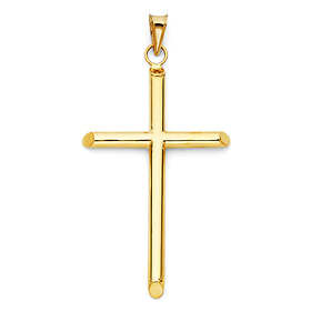 Extra Large Rod Cross Pendant in 14K Yellow Gold - Classic