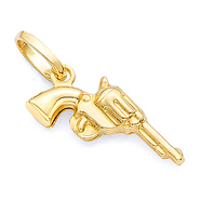 Pistol Charm Pendant in 14K Yellow Gold - Petite