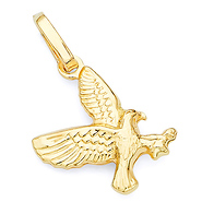 Flying Hawk Charm Pendant in 14K Yellow Gold - Petite