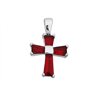 Silver CZ January Birthstone Cross
