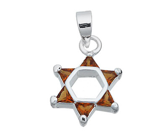 Silver CZ Amber Star of David