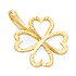 Faceted Four-Leaf Clover Pendant Charm in  14K Yellow Gold