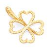 Faceted Four-Leaf Clover Pendant Charm in  14K Yellow Gold